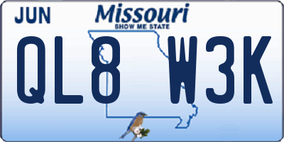 MO license plate QL8W3K