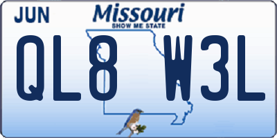 MO license plate QL8W3L