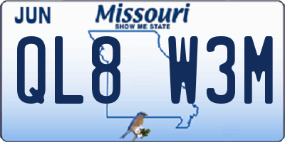 MO license plate QL8W3M