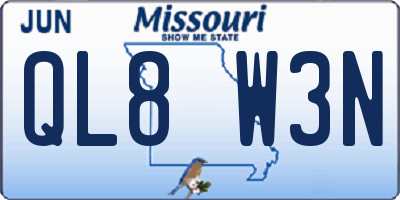 MO license plate QL8W3N