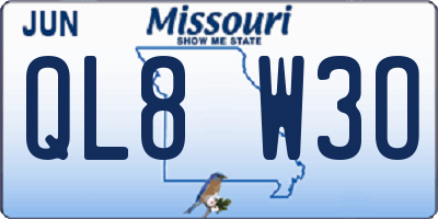 MO license plate QL8W3O