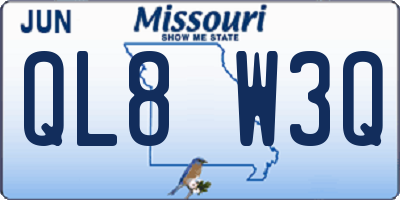 MO license plate QL8W3Q