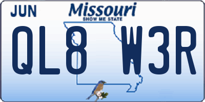 MO license plate QL8W3R
