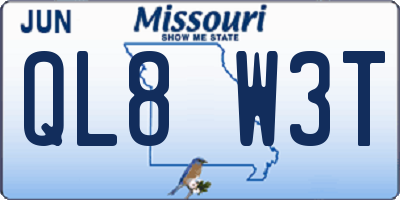 MO license plate QL8W3T