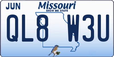 MO license plate QL8W3U