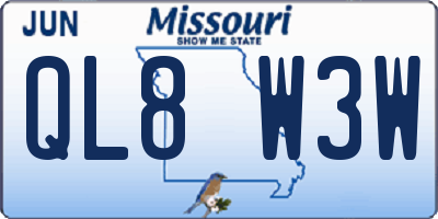 MO license plate QL8W3W