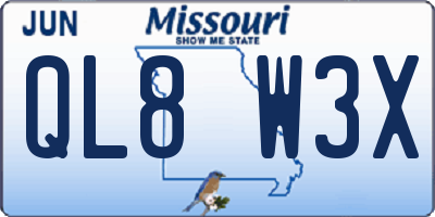 MO license plate QL8W3X