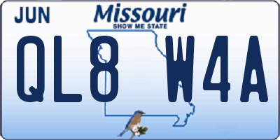 MO license plate QL8W4A