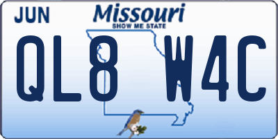 MO license plate QL8W4C