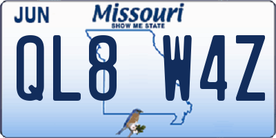 MO license plate QL8W4Z