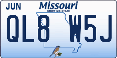 MO license plate QL8W5J
