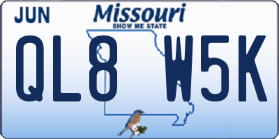 MO license plate QL8W5K
