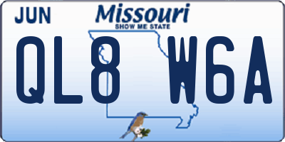 MO license plate QL8W6A