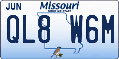 MO license plate QL8W6M