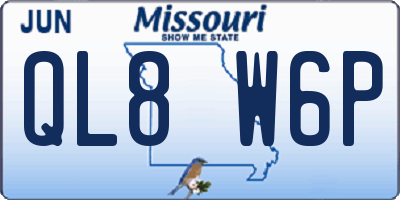 MO license plate QL8W6P