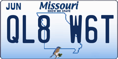 MO license plate QL8W6T