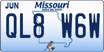 MO license plate QL8W6W