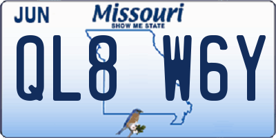 MO license plate QL8W6Y