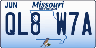 MO license plate QL8W7A