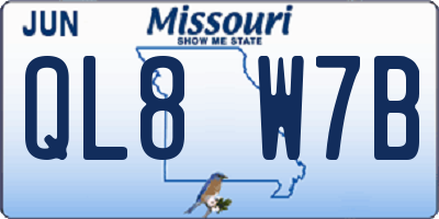 MO license plate QL8W7B
