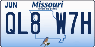 MO license plate QL8W7H