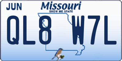 MO license plate QL8W7L