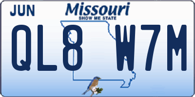 MO license plate QL8W7M