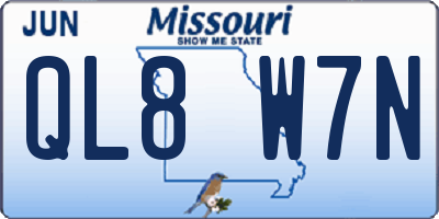 MO license plate QL8W7N