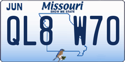 MO license plate QL8W7O
