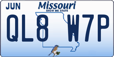 MO license plate QL8W7P