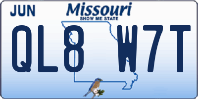 MO license plate QL8W7T