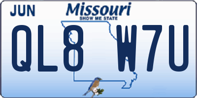 MO license plate QL8W7U