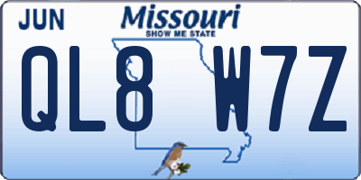 MO license plate QL8W7Z