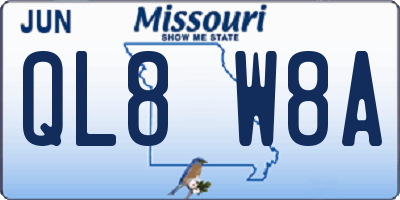 MO license plate QL8W8A