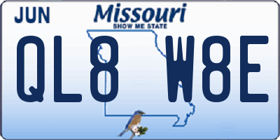 MO license plate QL8W8E