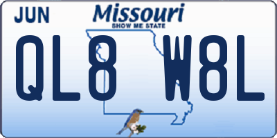 MO license plate QL8W8L