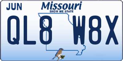 MO license plate QL8W8X
