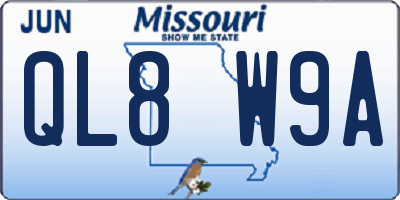 MO license plate QL8W9A