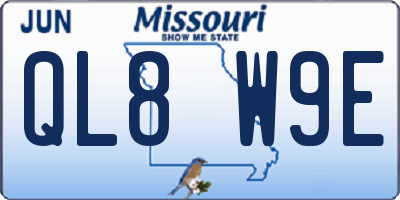 MO license plate QL8W9E