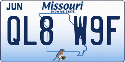 MO license plate QL8W9F