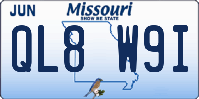 MO license plate QL8W9I