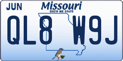 MO license plate QL8W9J