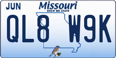 MO license plate QL8W9K