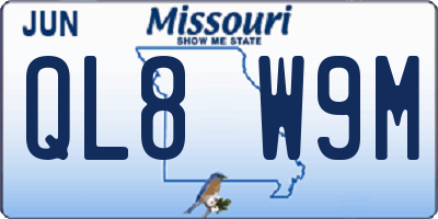 MO license plate QL8W9M