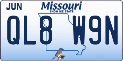 MO license plate QL8W9N