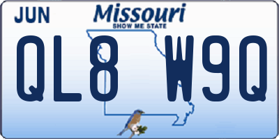 MO license plate QL8W9Q