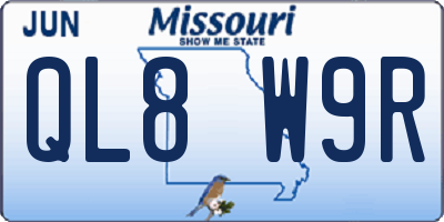 MO license plate QL8W9R