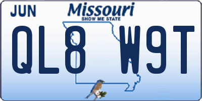 MO license plate QL8W9T