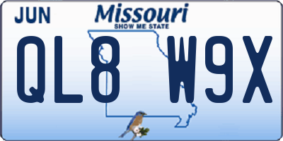 MO license plate QL8W9X