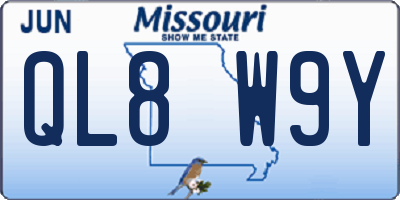 MO license plate QL8W9Y